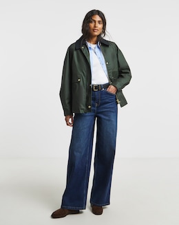 Khaki Cord Collar Boxy Workwear Jacket