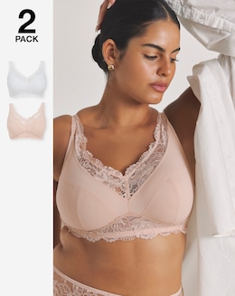 Pretty Secrets (2 Pack) New Ella Non Wired Full Cup Bras (B-G) Blush/White