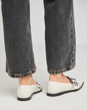 Oslo Hardware Mary Jane Pointed Toe Flat Shoes - Extra Wide Fit (EEE)