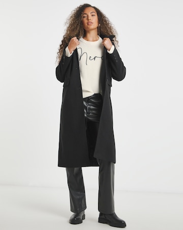 Simply Be Cream Merci Slogan Embroidered Knitted Jumper