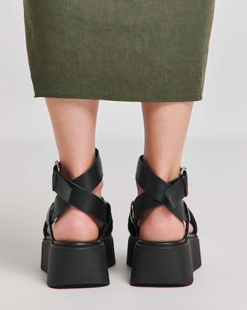 Simply Be Ruby Studded Cross Strap Flatform Sandals - Wide Fit (E)