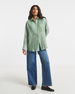 Sage Pintuck Tuxedo Shirt