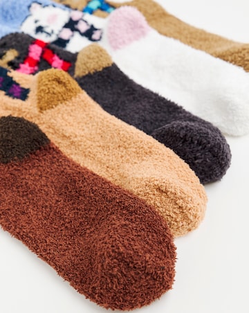 5 Pack Fluffy Thermal Socks - Animal