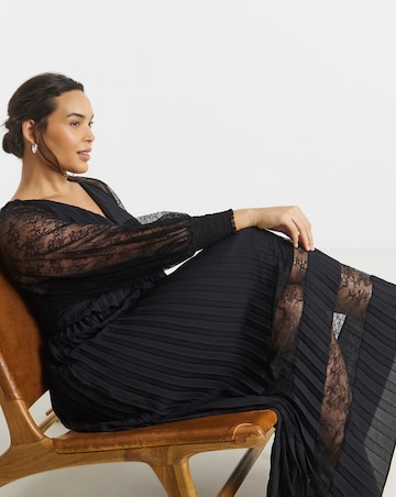 Joanna Hope Pleated Dress With Lace Detail
