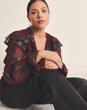 Jacquard Ruffle Blouse