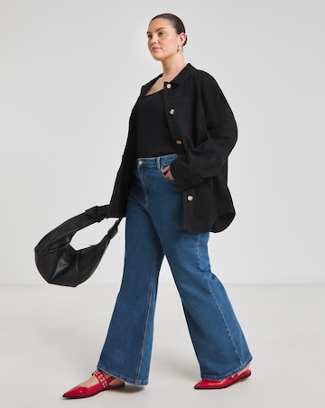 Simply Be Black Utility Button Through Jacket