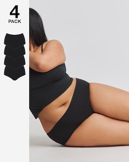 Pretty Secrets (4 Pack) Cotton Full Fit Knickers Black
