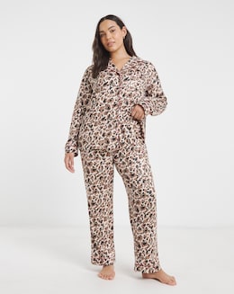 Pretty Secrets Button Through Revere Pyjama Set Animal Print