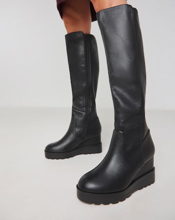 Leyner Stretch Wedge Boots Extra Wide EEE Fit Super Curvy Calf