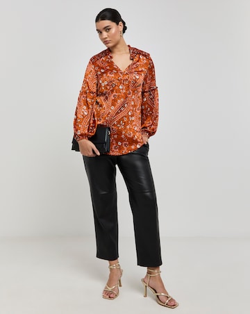 Joanna Hope Satin Pleat Detail Tie Neck Blouse