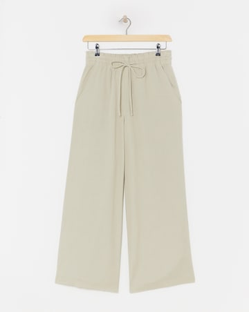 Stone Easy Care Linen Mix Wide Leg Trouser