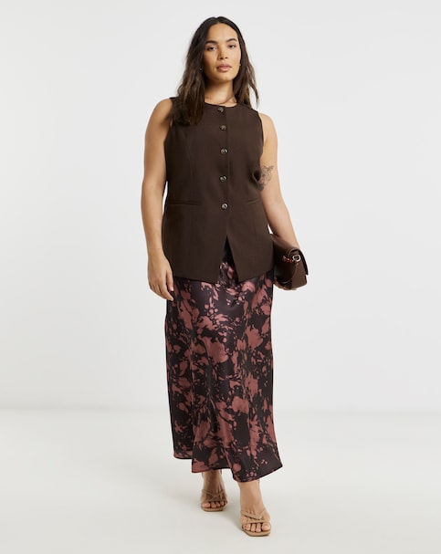Simply Be Speckle Print Satin Maxi Skirt