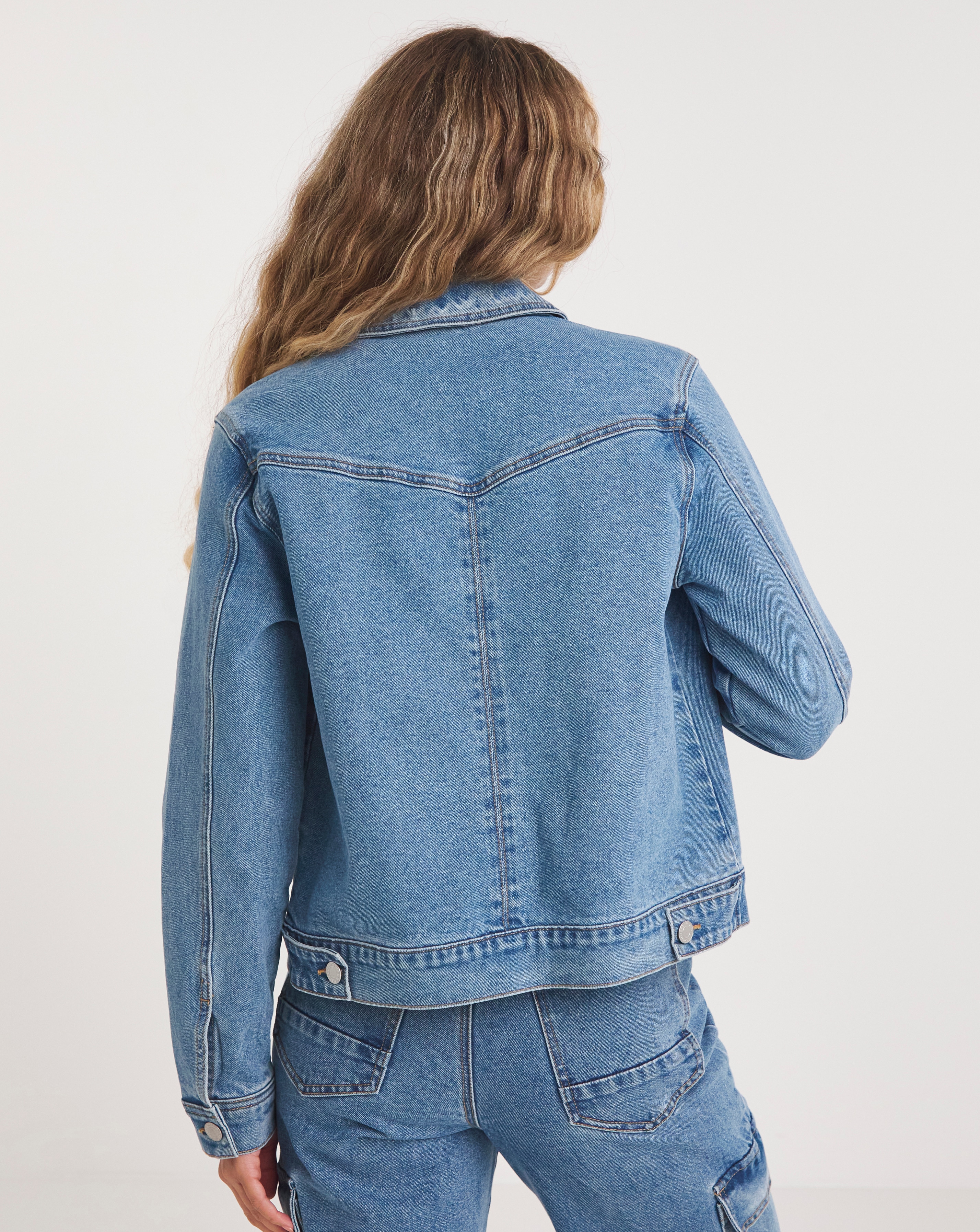 Zip Front Bright Blue Denim Jacket | Simply Be