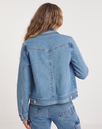 Zip Front Bright Blue Denim Jacket