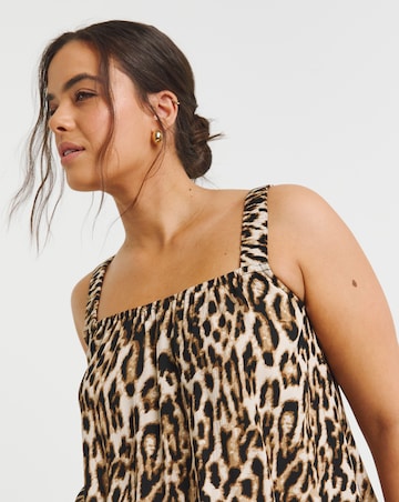 Leopard Crinkle Ruched Strap Cami