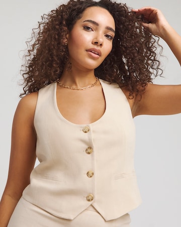 Stone Linen Tailored Waistcoat