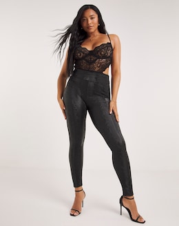 Ann Summers PU Snake Seamed Leggings Black