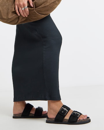 Chester Suede Two Strap Mule Sandals - Wide Fit (E)