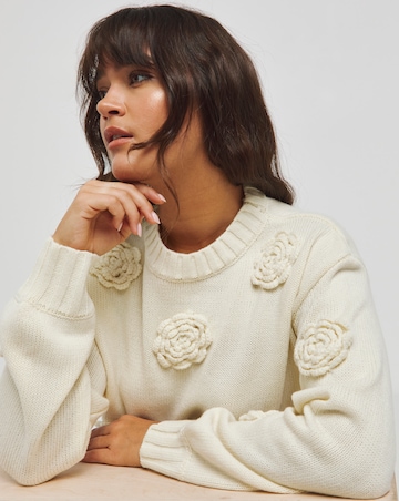 Lovedrobe Cream Floral Applique Jumper