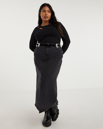 Black Cut Out Ribbed Top