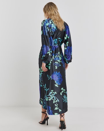 Joanna Hope Floral Satin Wrap Dress