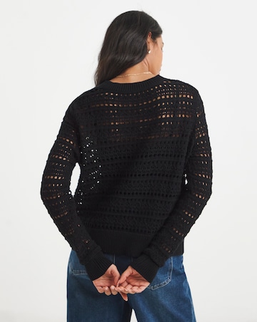 Simply Be Black Hole Knit Boxy Jumper