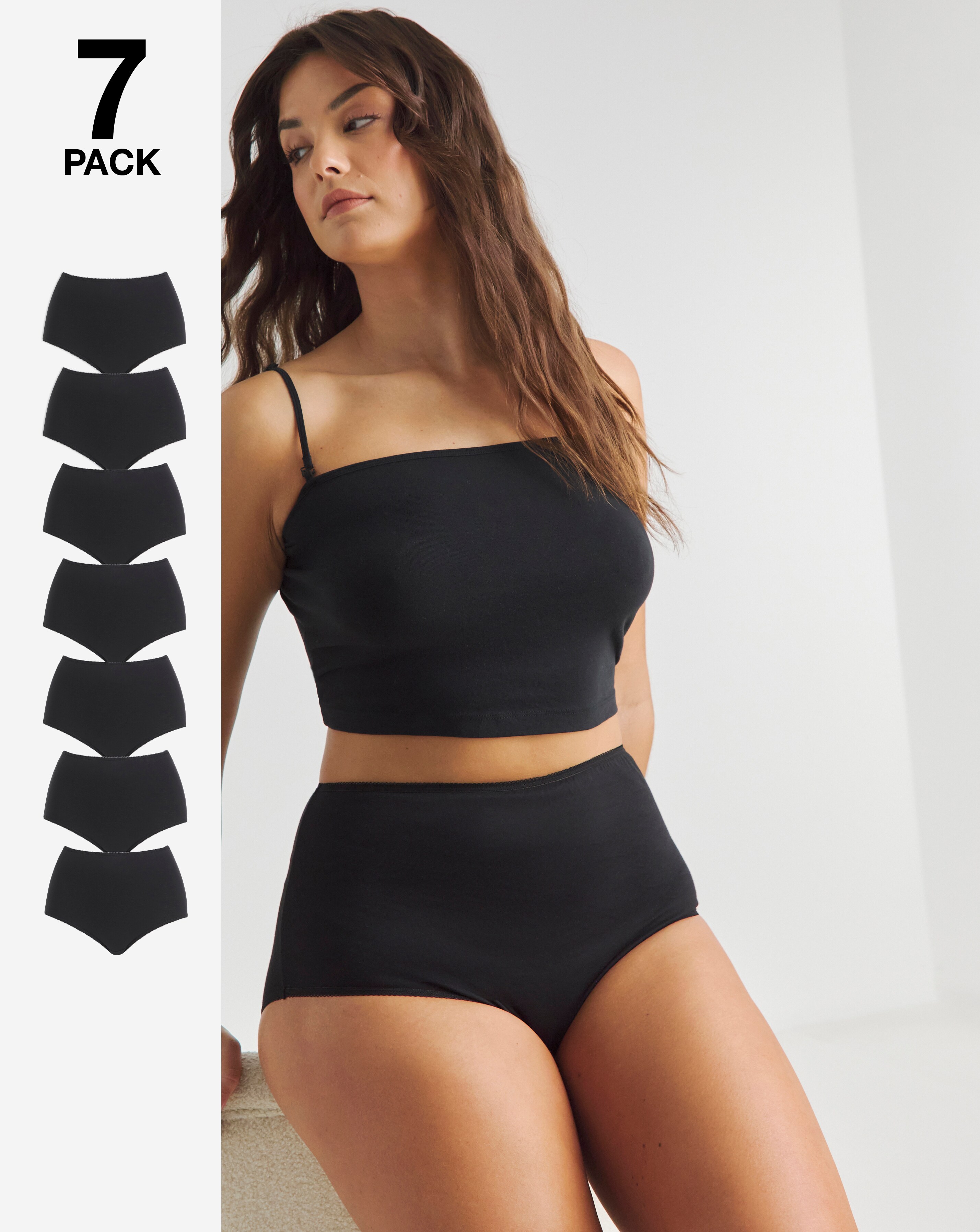 Pretty Secrets (7 Pack) Full Fit Knickers Black