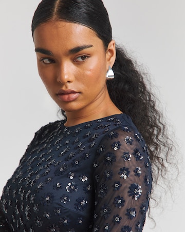 Maya Deluxe Floral Embellished Long Sleeve Maxi Dress | Simply Be