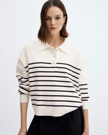 Mango Button Collar Knit Sweater