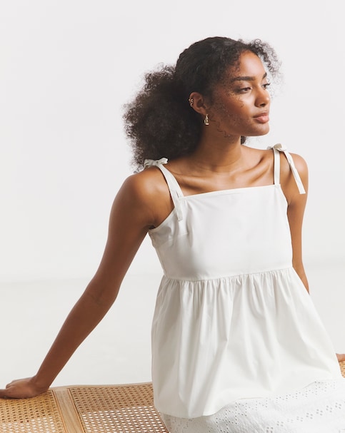 Simply Be White Tie Strap Cami