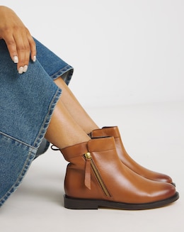 Camden Leather Side Zip Ankle Boots - Wide Fit (E)