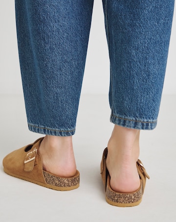 Valetta Buckle Closed Toe Cut Out Mules - Wide Fit (E)