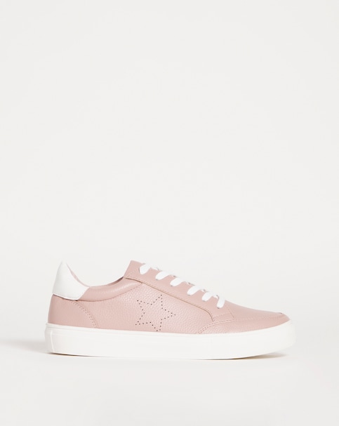 Lace Up Trainers With Star Detail - Wide Fit (E)