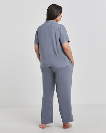 Brushed Modal Rib Button Through Pyjama Set