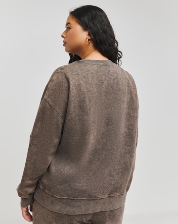 Chocolate Acid Wash Seam Detail Sweatshirt