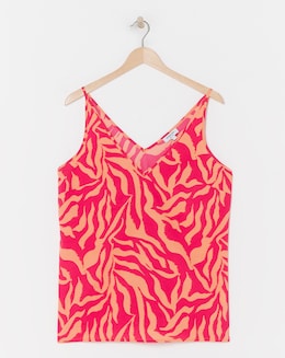 Orange and Pink Zebra Print V Neck Cami