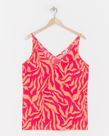 Orange and Pink Zebra Print V Neck Cami