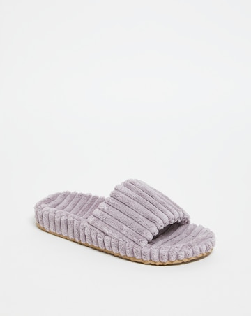 Cadiz Ribbed Towelling Slider Slippers Wide Fit