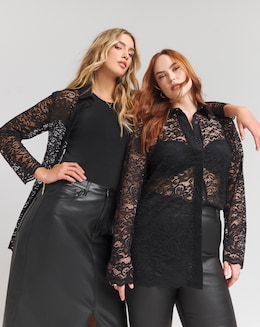 Flounce London Black Lace Shirt