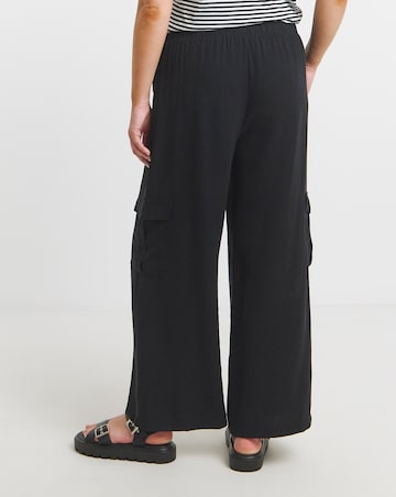 Simply Be Black Drawcord Waist Utility Wide Leg Trousers