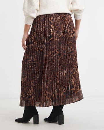 Simply Be Leopard Print Chiffon Pleated Midaxi Skirt