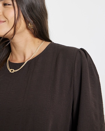 Simply Be Chocolate Textured Pocket Midi Dress