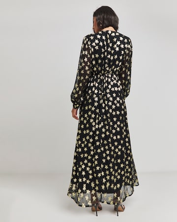 Gold Star Print Jacquard Maxi Dress