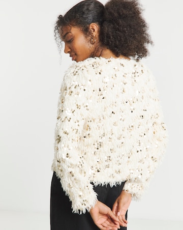 Joanna Hope Faux Fur Sequin Jacket