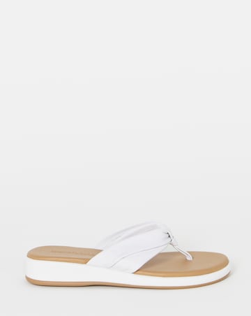 Valencia Leather Toe Post Low Wedge Sandals - Wide Fit (E)