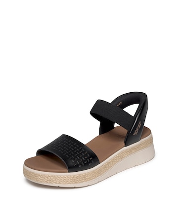 Skechers Bobs Sun Ray Step Aside Slip Ins Black Sandals - Standard Fit (D)