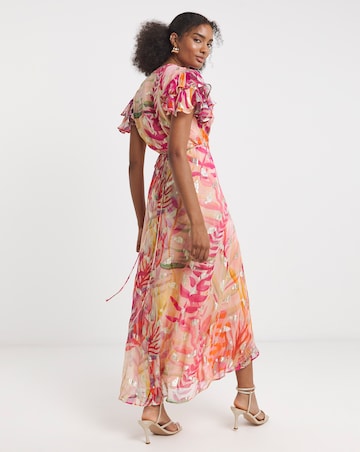 Hope & Ivy Ulla Frill Sleeve Wrap Maxi Dress