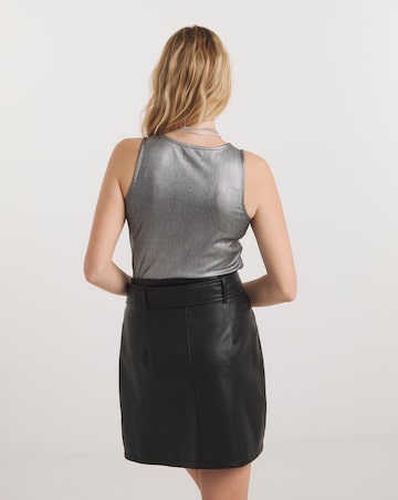 Silver Metallic Ribbed Racer Bodysuit