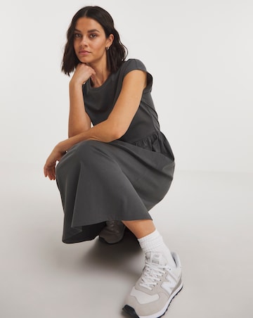 Charcoal Jersey Midi Dress