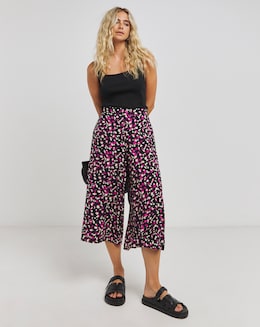 Ditsy Print Wide Leg Woven Culottes